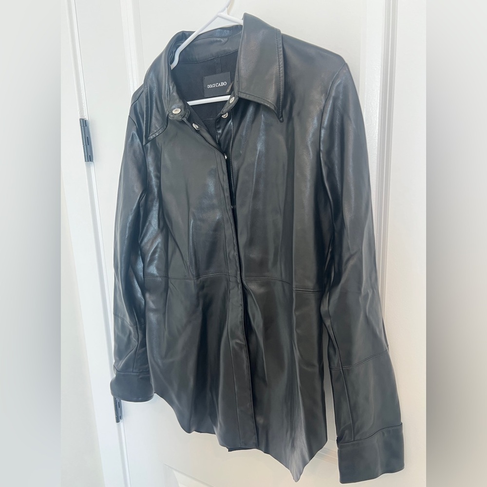 DOLCE CABO Faux Vegan Leather Button Up Shirt SIZE Small NWOT - Picture 7 of 11